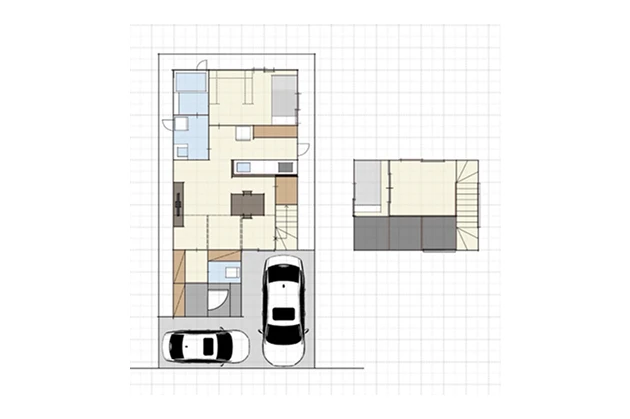 親子2人で住むコンパクトでも解放感とお洒落を追求した家。